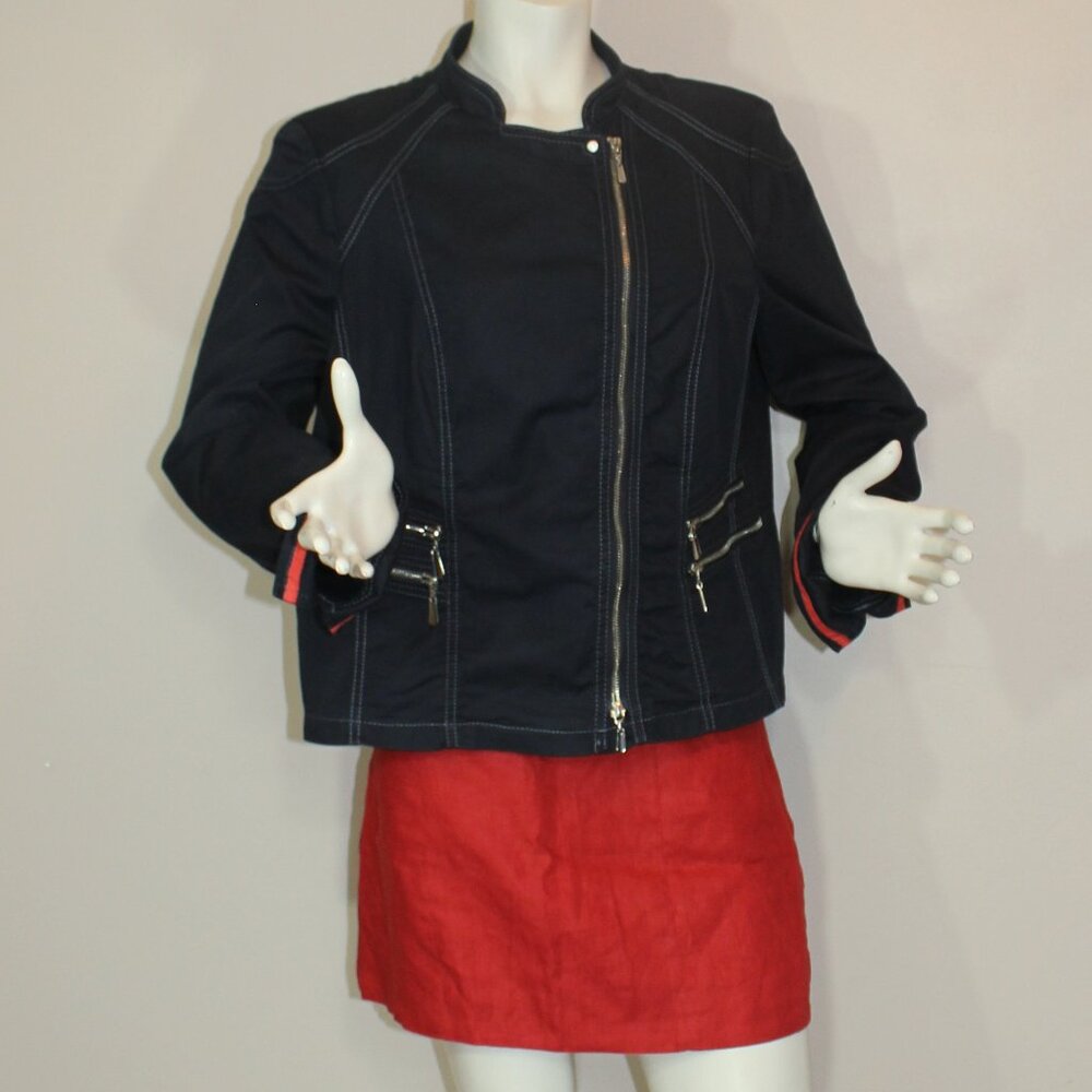 Gerry Weber zip navy blue   light jacket Limited edition size EU 44 us  10/12